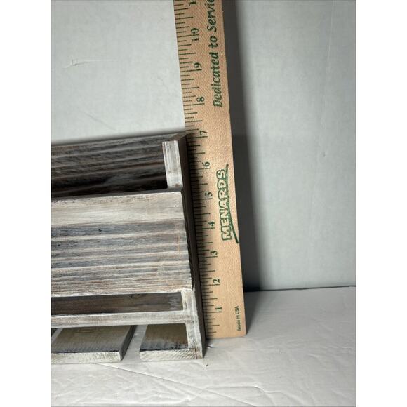 Rustic Gray Wall Mounted Wooden Wine Rack Shelf Holds 4 Bottles 4 Glasses - Picture 3 of 11